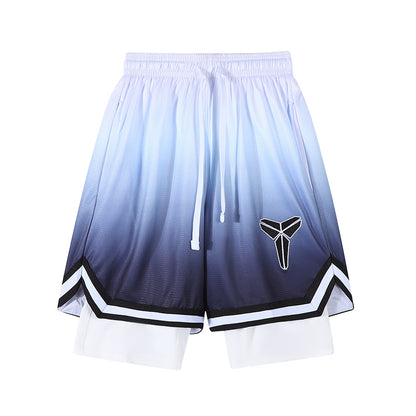 YiSiDa Star Player Embroidered Double Layer Fake Two-Layer Liner Quick-Dry Running Fitness Sport Shorts Minimum order: 1000 pieces